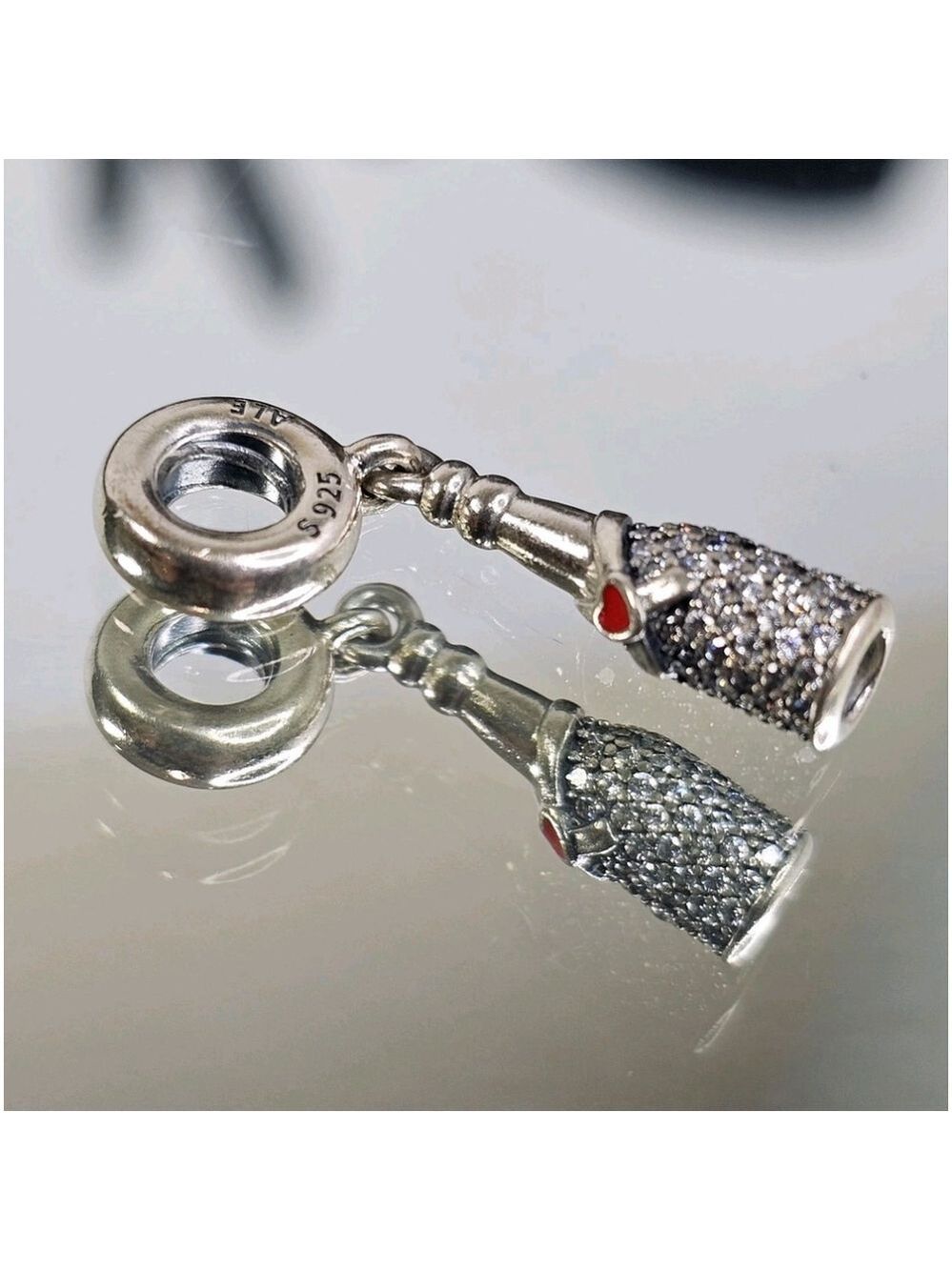 Authentic Pandora Charm, Celebration Time Dangle With Heart, #792152CZ